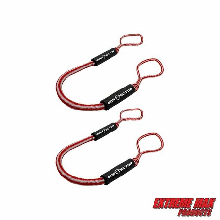 Extreme Max Extreme Max 3006.3056 BoatTector Bungee Dock Line Value 2-Pack - 7', Red/White 3006.3056